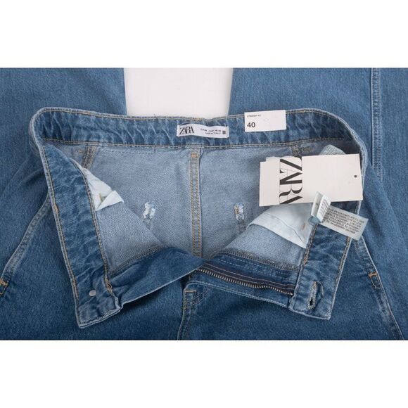 Zara Womans Jeans US 8 EU 40 Blue Straight Leg Denim High Waist 5862/078 NWT - Picture 6 of 7
